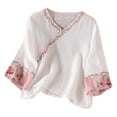 thumbnail image 2 of Womens Oversized Summer T Shirts Casual V-Neck Y2K Tees Floral Print Short Sleeve Fashion Tops, 2 of 3