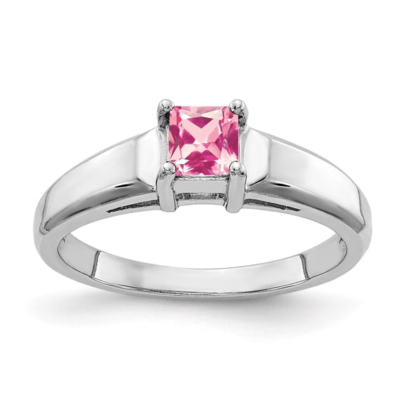 Primal Gold 14 Karat White Gold 4mm Princess Cut Pink Tourmaline Ring