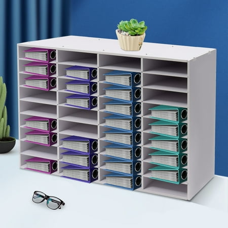 Desktop File Holder, Modern White Literature Organizer, Office Mailbox 36-compartment Literature Organizer 9.3 * 2.4 inches