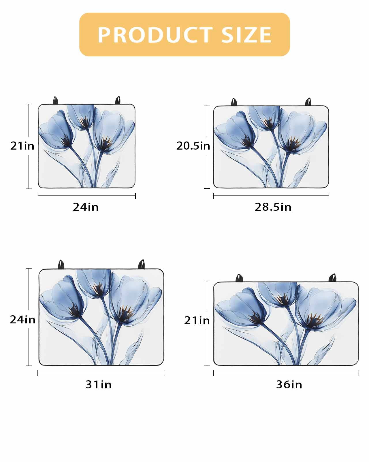 nqOlkjepod Large Induction Cooktop Protector Mat 36"x21", Blue Flowers Stove Top Covers for Electric Stove, Simple Gradient Tulip Floral Branches Stove Burner Cover Mats, Glass Top Stove Cover