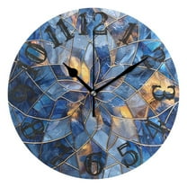 Stained Glass Wall Clock 10 inch Non-Ticking Easy to Read Decorative Clocks for Home Bedroom Living Room