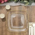 thumbnail image 5 of Efavormart 10 Pack | 10" Clear With Gold Rim Square Plastic Dinner Plates, Disposable Lunch Party Plates, 5 of 11