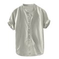 thumbnail image 2 of Fgnfyis Retro Baggy Short T Solid Shirts Blouse Tops Button Men's Sleeve Cotton Men's Blouse Men's Casual Shirts Grey XL, 2 of 4