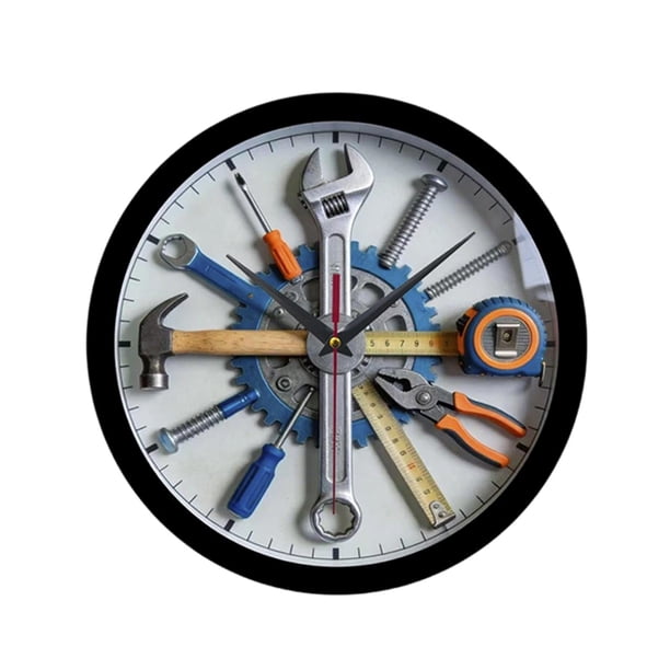Reloj de pared de garaje, adorno de pared, artístico, creativo, elegante, decorativo, para Blanco