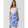 thumbnail image 2 of DARING DIVA Women's Tropical Beach Ruched Split Thigh Skirt S Blue, 2 of 6