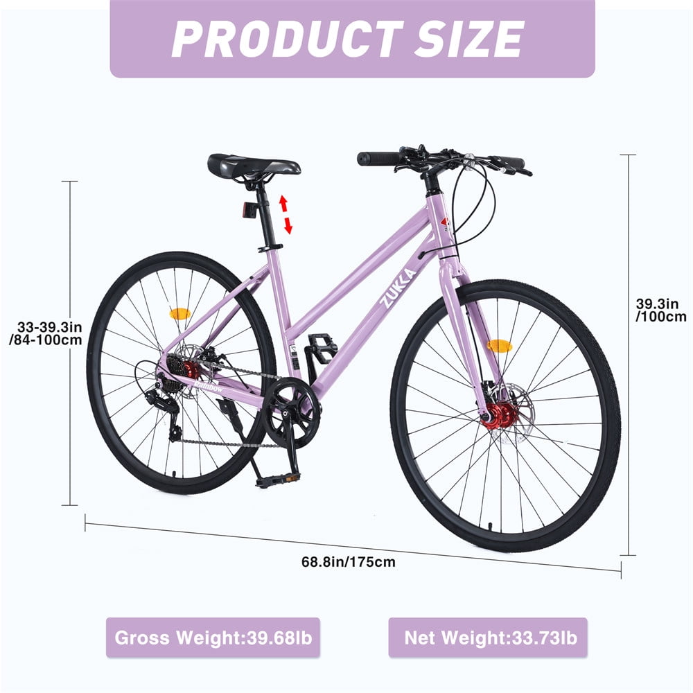 Hybrid Road Bike 700C for Men and Women, Shimano 7 Speed City
