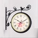 thumbnail image 4 of Reloj de pared de doble cara con soporte colgante, diseño de gallo, estilo vintage para jardín, para interior. Negro con rosa, 4 of 8
