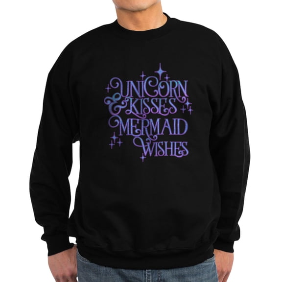 CafePress - UNICORN KISSES And MERMAID WISHES Sweatshirt - Classic Crew Neck Sweatshirt