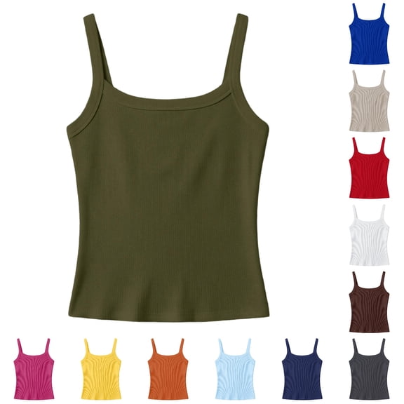 Byoo Little Girl's Streamlined Tank Top Square Neck Ribbed Solid Summer Camis