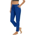 thumbnail image 2 of RYRJJ Sweatpants for Women with Pockets Loose Lightweight Yoga Joggers Drawstring Waist Workout Casual Lounge Pants(Blue,S), 2 of 9