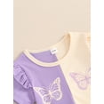 thumbnail image 5 of Suagox Kid Girls Pants Set, Contrast Color Short Sleeve Butterfly Print T-shirt with Flare Pants Summer Outfit for 12-24 Months and 2-5 Years Old Baby, 5 of 10