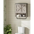 thumbnail image 4 of Bathroom Wall Cabinet, Medicine Cabinet with Open Partition and Towel Bar, Rustic Storage Cabinet with Open and Hidden Storage Space, for Bathroom, Living Room, Greige and Charcoal Black, 4 of 12