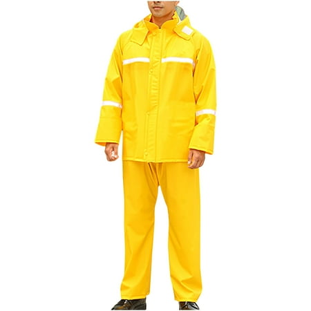 WREESH Men s Breathable Rain Suit Quick-Dry Multi-Purpose Hiking Outfit with Adjustable Hood for Outdoor Performance Raincoat Yellow