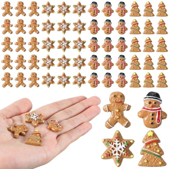 Miniadornos navideños de resina con forma de figurine Realspring, 60 unidades, 3 x 2,5 cm