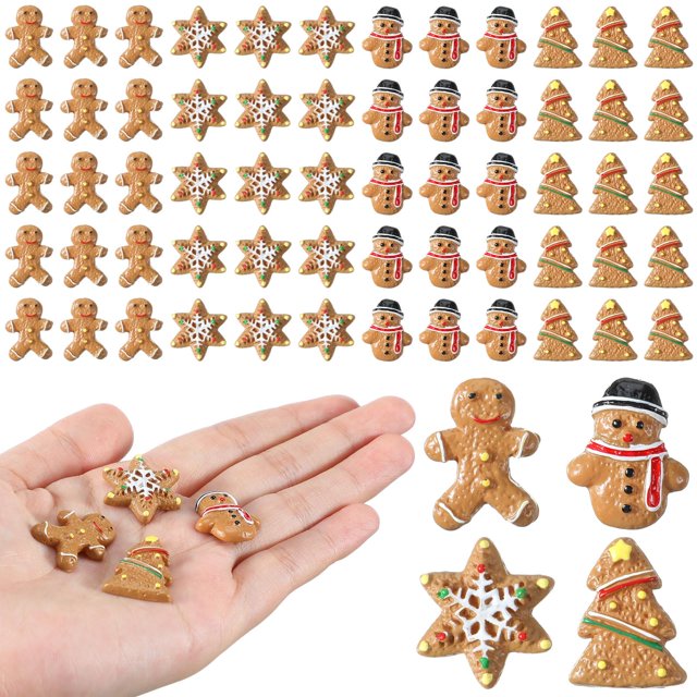 Miniadornos navideños de resina con forma de figurine Realspring, 60 unidades, 3 x 2,5 cm