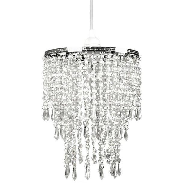Faux Crystal Acrylic Bead Triple Layer, Chandelier Light Shade Black And White