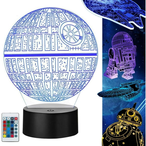 Star Cadeaux de Lampe 3D Star Wars, Lot de 5 Jouets de Veilleuse 3D Star Wars, 16 Changements de Couleur avec Télécommande Ou Tactile, Meilleurs Cadeaux pour Enfants et fans Wars
