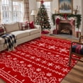 thumbnail image 2 of BERTHMEER Christmas Area Rug 5'X7' Red Rug Xmas Snowflake Kitchen Rug for Living Room Bedroom Dining Room Kitchen Laundry Low Pile Washable Non-slip Rug,Red, 2 of 7
