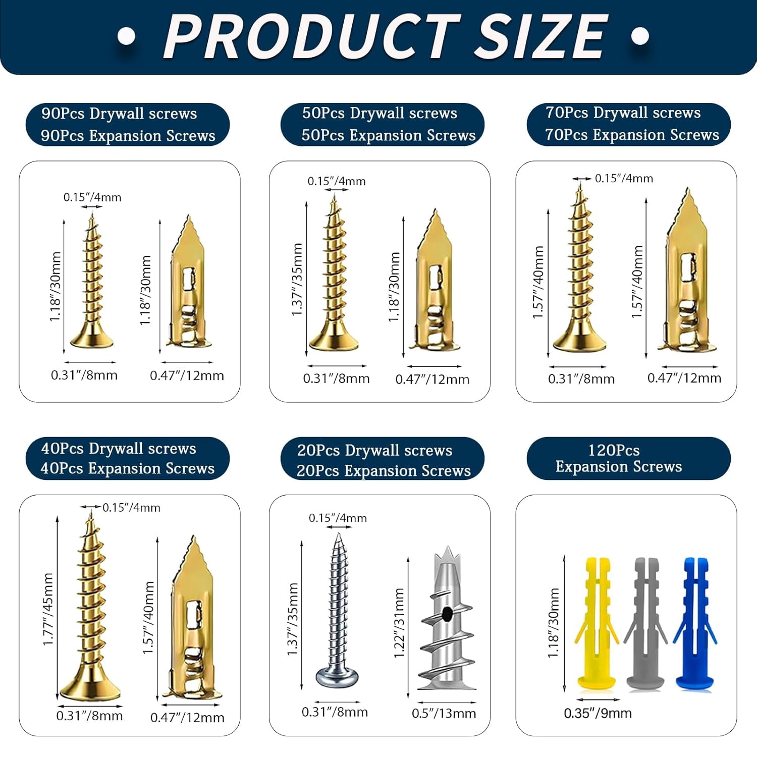 660PCS Self Drilling Drywall Anchors with Screws Kit,5-Sizes Metal Expansion Bolt for Dry Wall,330 PCS Sheetrock Anchors and 330 PCS Screws-No Drill Needed