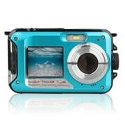 48MP Underwater Waterproof Digital Camera Dual Screen Video Camcorder Point and Shoots Digital Camera  Blue