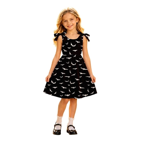 Curuila Toddler Child Girls Halloween Dress Sleeveless Hallowmas Graphic Print Crew Neck For Party Comfortable Dresses Size 3-4 Years