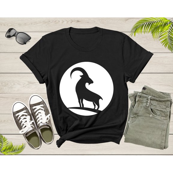 Cool Wild Goat Animal Horn Livestock Silhouette Capricorn T-Shirt Goat Lover Shirt Farm Animal Goat Gift Tshirt Farm Life Animal Lover Shirt