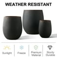 thumbnail image 5 of Wallowa 17.7"+13.3"+9.5" Dia Round Concrete Planter Set of 3, Black with Gold Rim, Large Flower Pots with Drainage Holes, 5 of 6