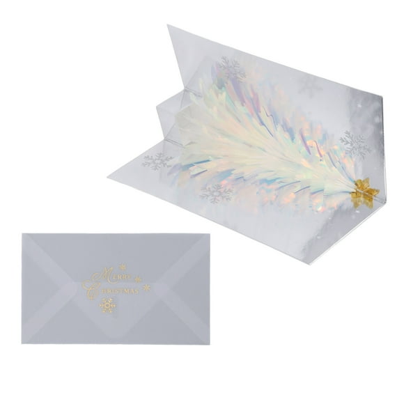 Carte de Vacances Popup, Thème Arbre Pailleté Design Embossé Cartes de Noël 3D Décoratives Attrayantes pour Célébration Bleu, Vert