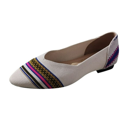 

Fsqjgq Womens Shoes Casual Shoes for Women 7 Ladies Fashion Color Blocking Knitting Pointed Shallow Flat Sole Casual Shoes Mens Dress Shoe Tennis Shoes Womens Beige 41