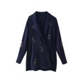 thumbnail image 4 of HH TRAF Chaqueta de traje con solapa texturizada de satén de seda con cordones y lentejuelas a la moda para mujer Blusa elegante de manga larga con abertura en el dobladillo formal para mujer, 4 of 5