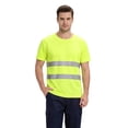 thumbnail image 2 of Men's high vis shirts Quick Dry Hi Vis Reflective Safety Short Sleeve Shirts Construction Work Shirts with Reflective Strips Fluorescent Green M, 2 of 7
