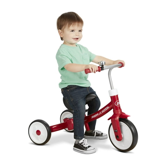 Radio Flyer Triple Play Trike, Toddler Tricycle, Balance Bike and Ride-On, Ages 1-3, Large, Red