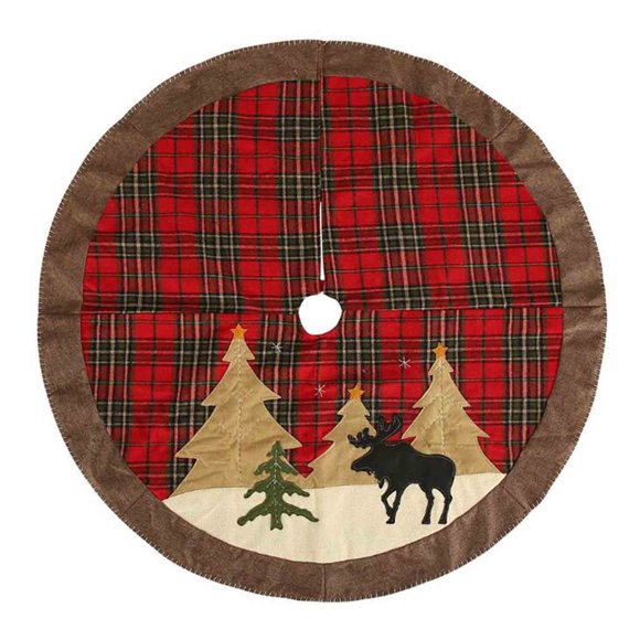 Ornaments Plaid Cloth Tree Skirt Christmas Tree Cushion Small Tree Skirt Polyester Fabric Holiday Home Decoration