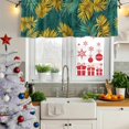 thumbnail image 5 of Turquoise Tropical Curtain Valances for Windows, Kitchen Valance Window Treatments Panel 2 Pack, Gold Palm Leaves Summer Pastoral Rod Pocket Short Curtains for Bathroom Bedroom 42 x 18 Inch, 5 of 8