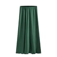 thumbnail image 2 of LYMAYTER S-XL Women Satin Maxi Skirts Silk Side Slit Skirt Casual High Waisted A-Line Long Skirt, 2 of 9