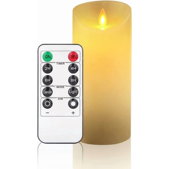 OSHINE Flameless Candles LED Battery Operated Candles Electric Pillar Candle Moving Wick Flickering Flame with 10-Key Remote Control Ivory Real Wax Bathroom, Kitchen, Home Decoration