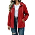thumbnail image 2 of Snorda Jackets for Women Hooded Rain Jacket Waterproof Windproof Full Zip Jackets Solid Color Lightweight Jackets with Drawstring Hems for Fall Hiking Camping Wear Daily Looks, 2 of 9