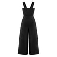 thumbnail image 4 of Women's Sleeveless Backless Loose Long Romper Jumpsuit Playsuit, Casual Flowy Solid Color Summer Beach Vacation Travel Lounge Wear for Women | Aestivo,Black L, 4 of 6
