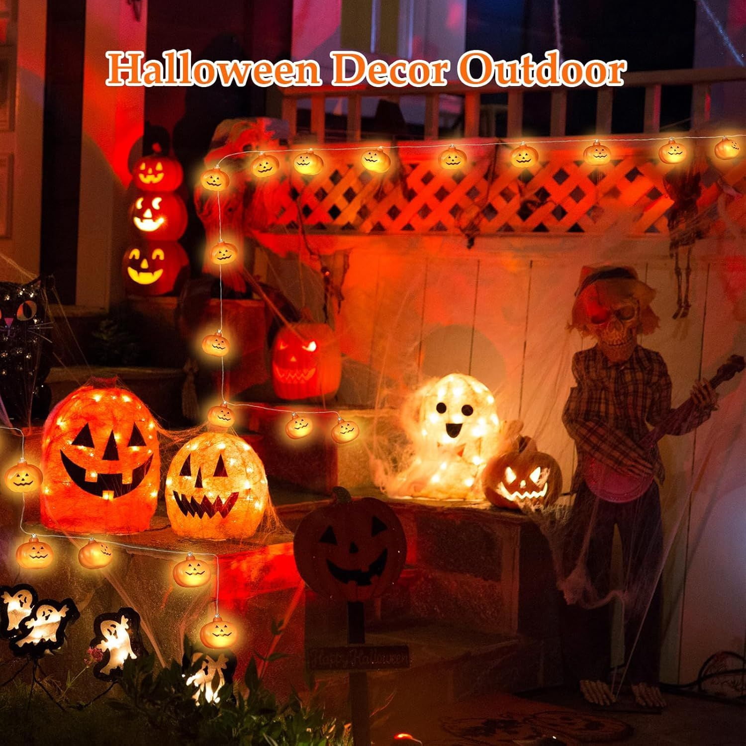 20FT Halloween Pumpkin String Lights with 8 Modes and Remote Control for Indoor Outdoor