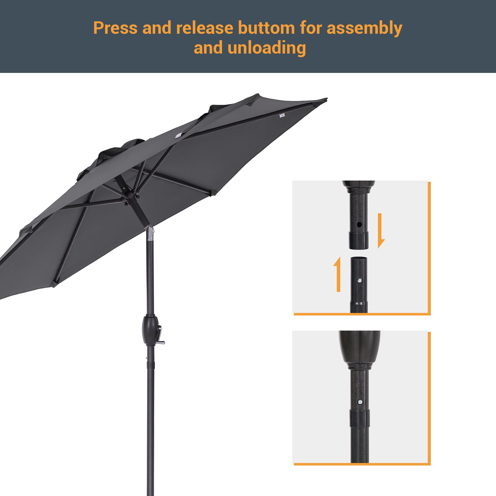 ACEGOSES 7.5ft Patio Umbrella, Outside Table Umbrellas With Non-Fading Polyester canopy, Anthracite