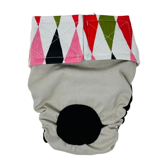 Barkertime Fancy Harlequin on Frosty Cream Cat Diaper