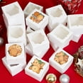 thumbnail image 3 of Joyfy 24 Pcs Christmas Bakery Cake Boxes with Window, 4x4x2.5 inch White Plain Kraft Paper Gift Box, Cookie Boxes for Pastries, Cupcakes, Cookies, Brownies, Donuts Gift-Giving, 3 of 9