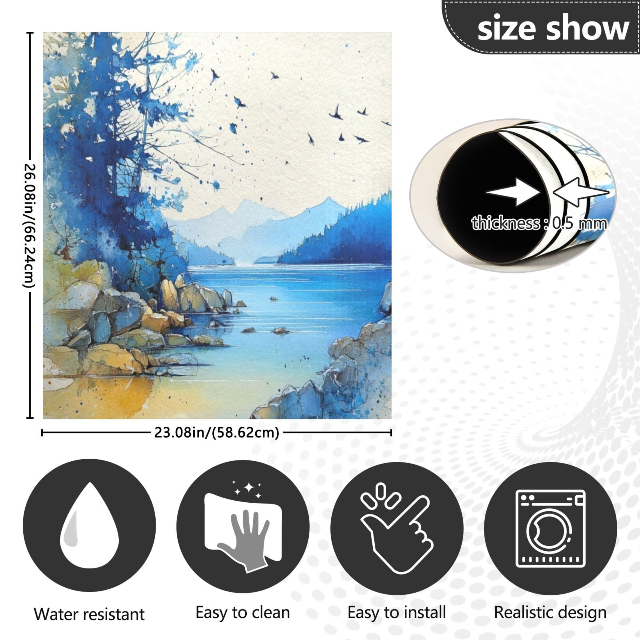 Dishwasher Magnetic Sticker 23x26 Inch Refrigerator Magnetic Sticker Washing Machine Magnetic Sticker Kitchen Panel Magnetic Sticker Home Decor Watercolor Blue Sky