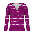thumbnail image 4 of JYnXIANTI Womens Long Sleeve Tops Lightweight V Neck Striped Casual T Shirts Knit Loose Tee Fall Fashion Clothes Outfits, 4 of 4
