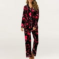 thumbnail image 2 of Tiweut Women Pajamas Set Heart Print Valentine's Day Button Long Sleeve Tops and Pants Sleepwear Clothes, 2 of 7