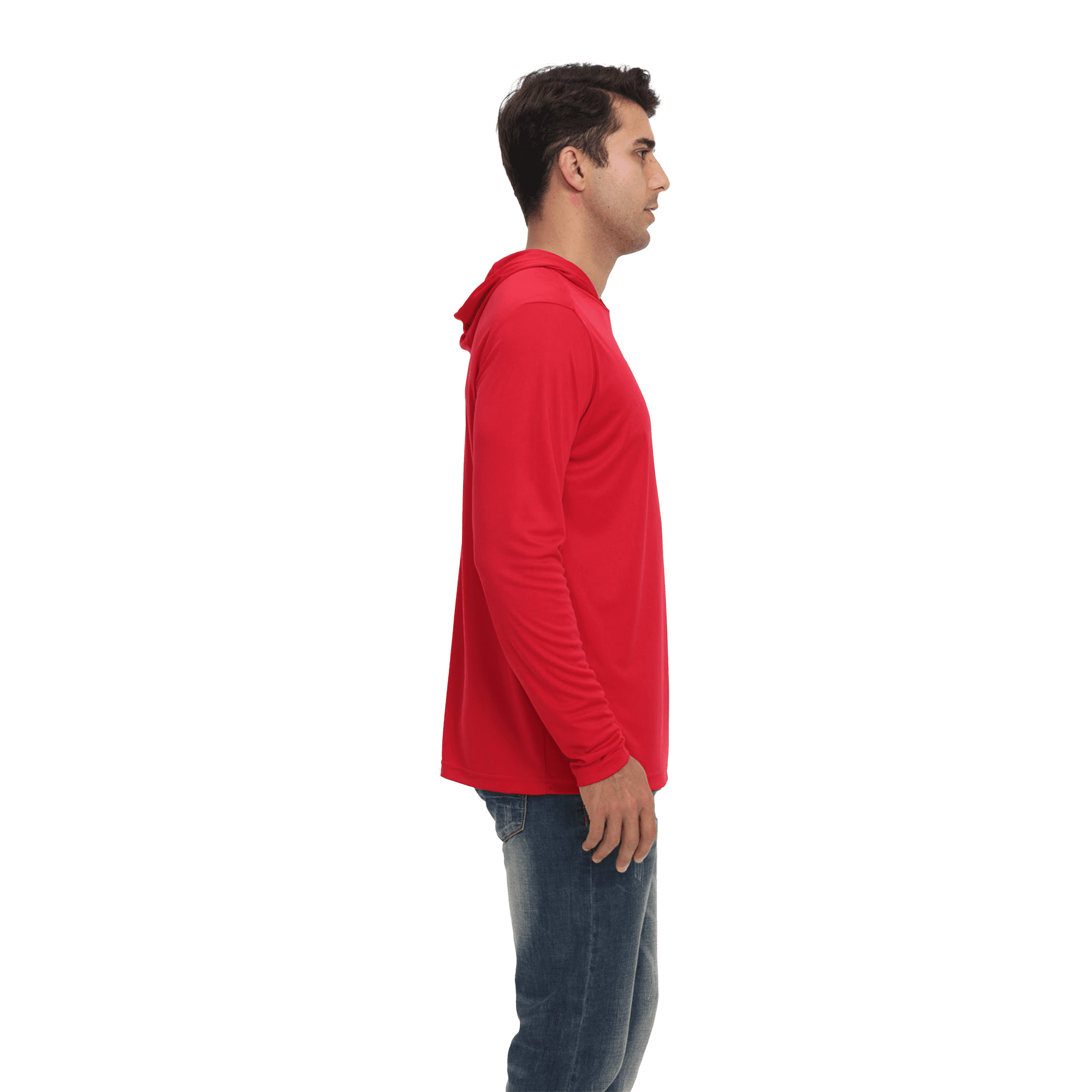 Zfeel Lightweight Dry Fit Hoodie for Men, Long Sleeve Red Pullover Hooded Shirt, 5 Pack, L