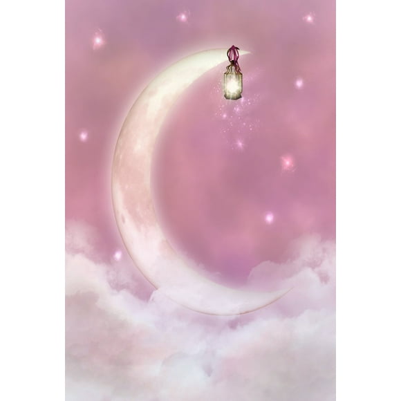 YUSDECOR 5x7ft Backdrop Photography Background Sweet Pink Moon Sky Clouds Elf Light Scene Dreamlike theme Photography Studio Background Photo Props
