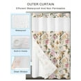 thumbnail image 2 of No Hook Shower Curtain with Snap in Liner Floral Spring Shower Curtain -Fabric Waterproof Inner Liner, Flower Retro Texture Shower Curtains Washable 48"x72", 2 of 9