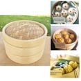 thumbnail image 3 of Kitchen Bamboo Steamer Basket Asian Food Dumpling Steamer 7.1inch Fish Rice Kitchen Cooking Lid, 3 of 9