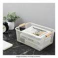 thumbnail image 4 of Cesta Multisusos Mainstays de Metal Rectangular Modelo Mesh con Asa Bambu Blanca, 4 of 4